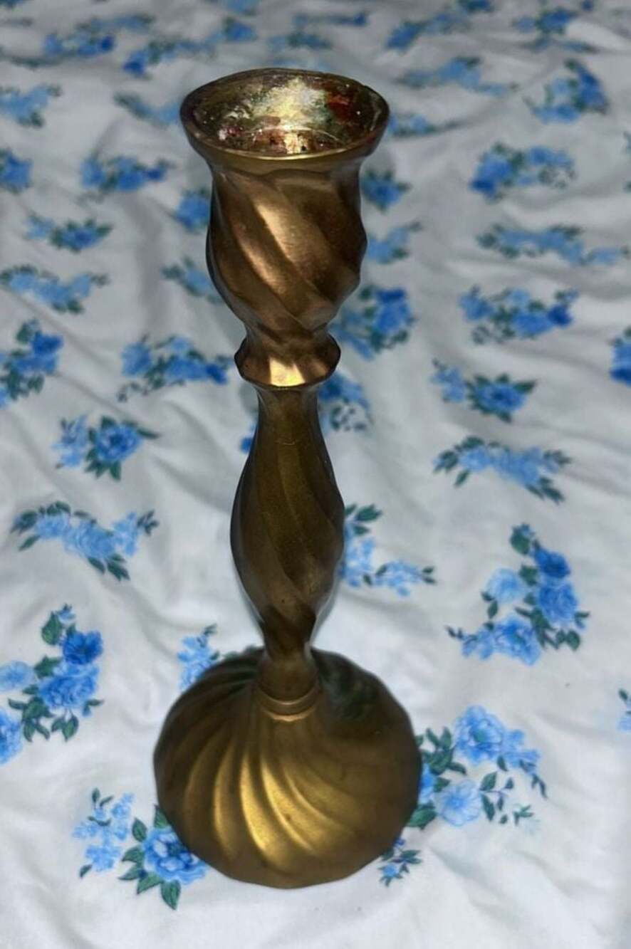Vintage Brass Swirl Twist Candlestick Holder